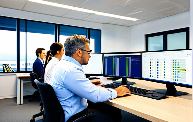 Modern Logistics Office**

"A professional logistics manager, fully clothed in appropriate business attire, working at a computer in a bright, modern logistics office, surrounded by colleagues, checking data dashboards related to international shipments. Safe for work, appropriate content, perfect anatomy, natural proportions, professional environment, well-lit, family-friendly."

**